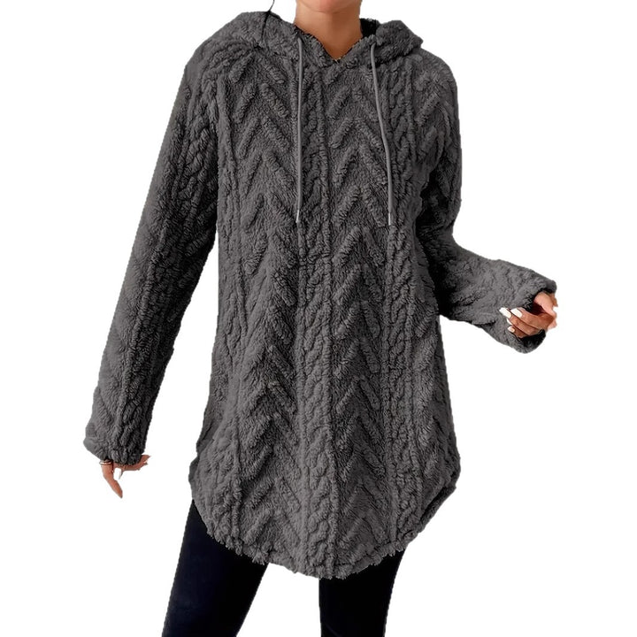 Damen nan kuschelige Kapuzenjacke aus Teddyfleece mit Zopfmuster und gerafftem Saum Echo Archiv