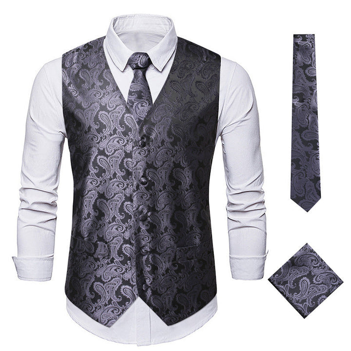 Herren elegante Weste mit feinem Paisleymuster und passendem Krawatten-Set Echoarchiv