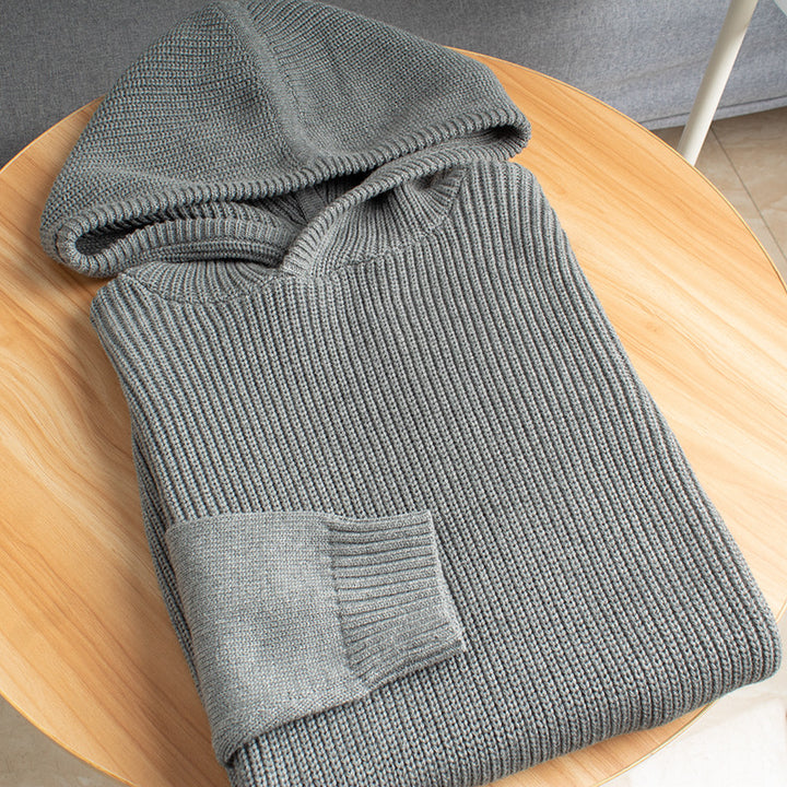 Herren Grobgerippter Kapuzenpullover mit glatten Ärmeln und geripptem Saum Echoarchiv