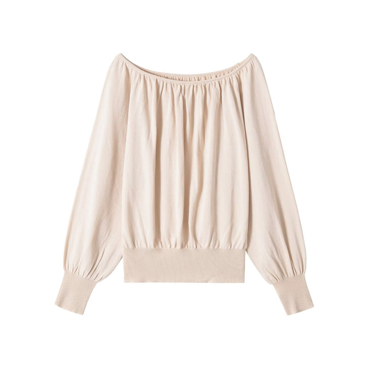 Damen Schulterfreies Oversize-Top mit gerafftem Ausschnitt, Ballonärmeln und breitem Rippbündchen Echo Archiv