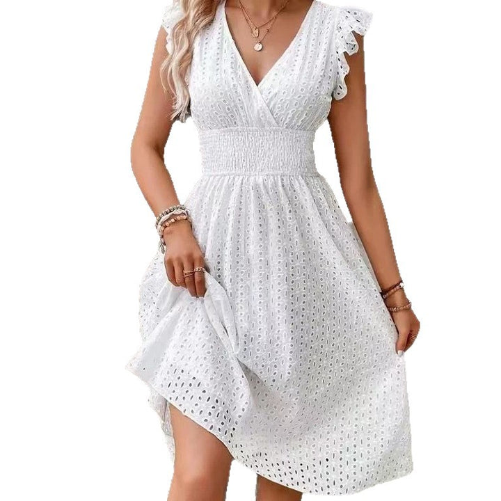 Damen Wickelkleid mit luftigen Rüschen und elastischem Bund Echo Archiv