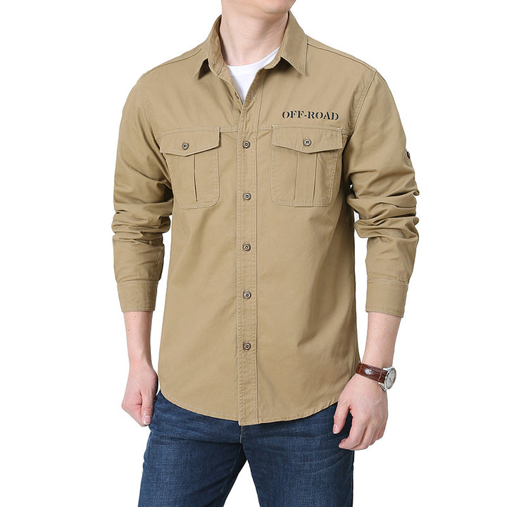 Herren robustes Overshirt aus Baumwoll-Canvas mit Brustpattentaschen Echoarchiv