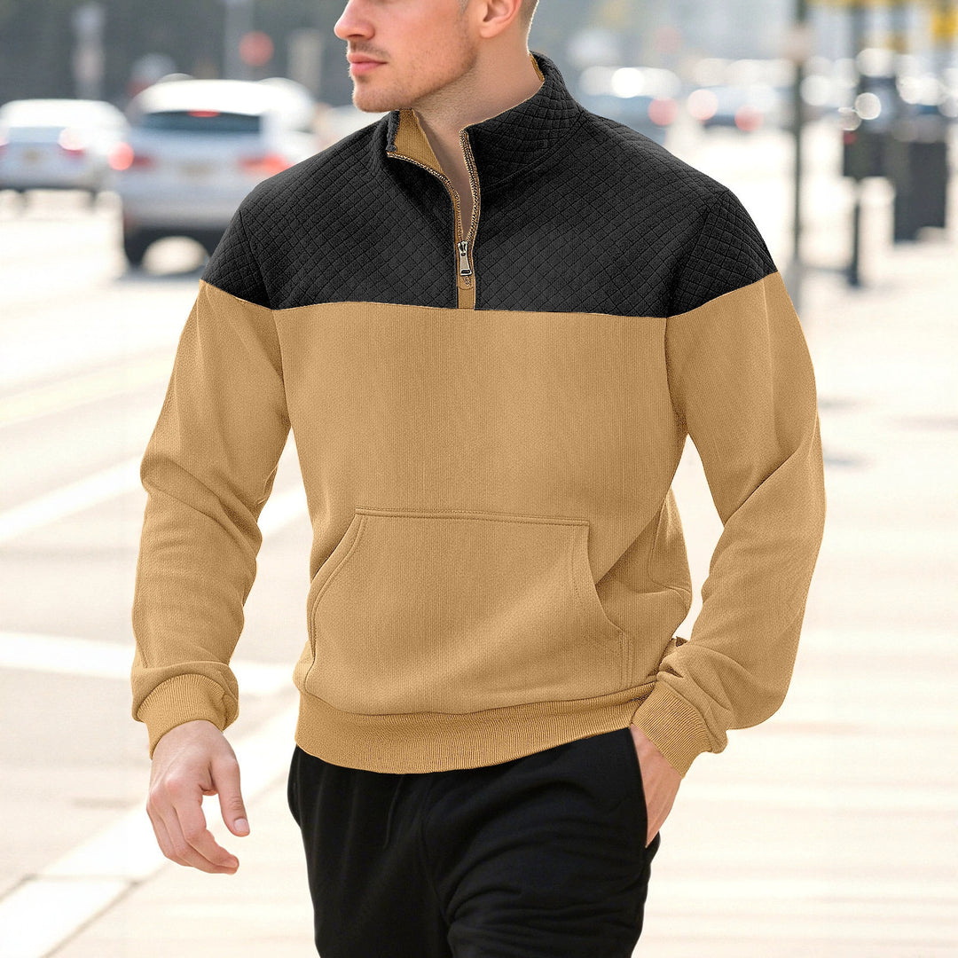 Herren Sportlicher Stehkragenpullover mit Struktur Echoarchiv