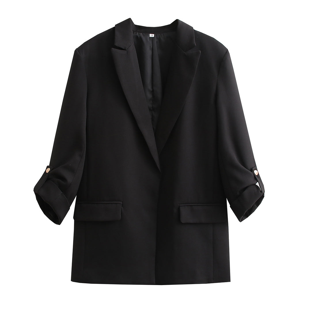 Damen Oversize Longline Blazer mit Dreiviertel-Ärmeln und Reverskragen – Valéne