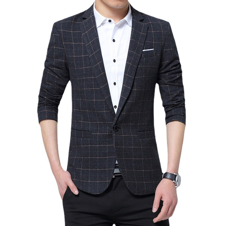 Herren Karierter Slim-Fit Sakko im Business-Casual Stil Echoarchiv