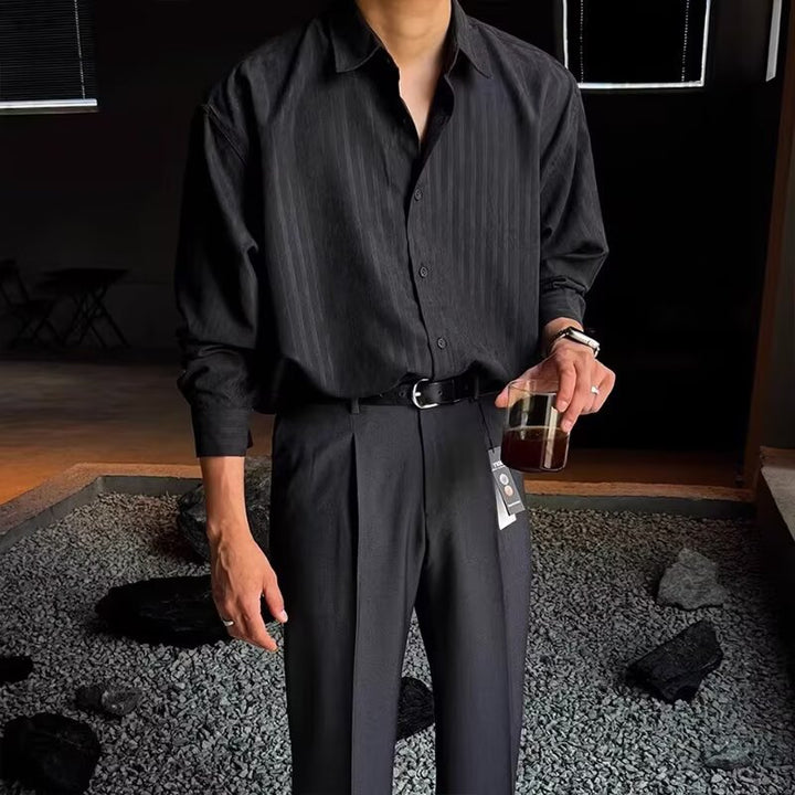 Herren Elegantes Langarmhemd mit feinen Streifen Echo Archiv