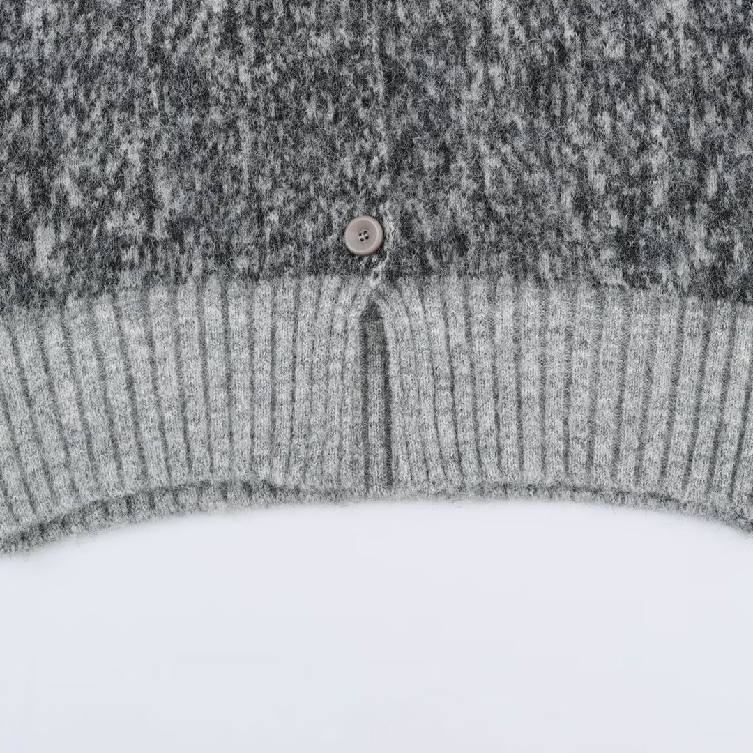 Damen Oversize-Cardigan im Flauschstrick mit hohem Rippkragen und Knopfleiste Echoarchiv