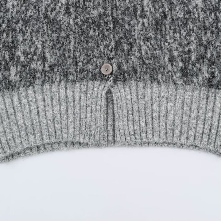Damen Oversize-Cardigan im Flauschstrick mit hohem Rippkragen und Knopfleiste Echoarchiv
