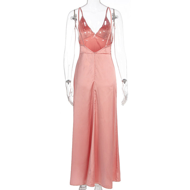 Damen Maxikleid mit raffinierten Trägern und elegantem V-Ausschnitt Echo Archiv