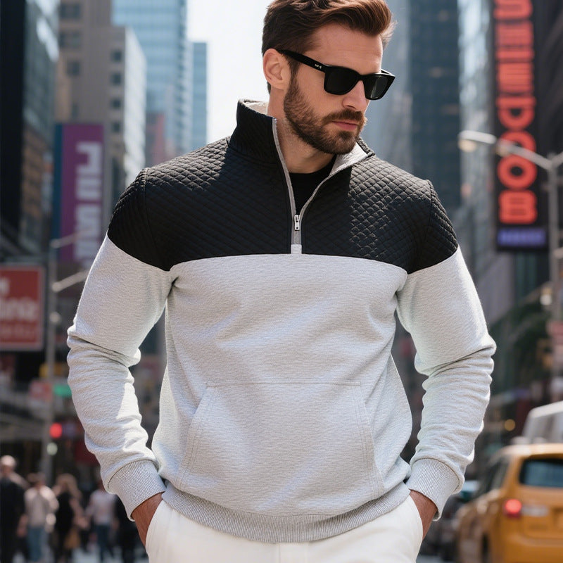 Herren Freizeit Pullover mit Stehkragen und Reißverschluss Echoarchiv