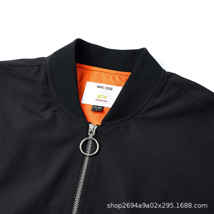 Herren moderne Nylon-Bomberjacke im Pilotenstil mit Utility-Ärmeltasche und kontrastierendem Innenfutter – Brevano