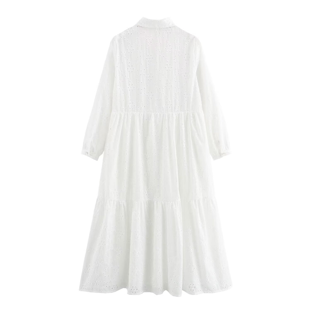 Damen Broderie-Anglaise Hemdblusenkleid mit Stufenrock Echo Archiv