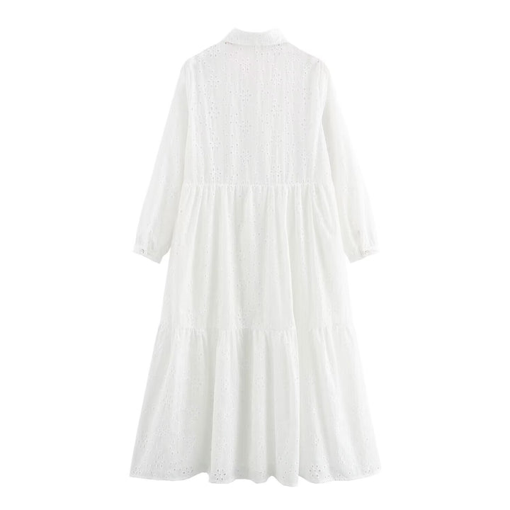 Damen Broderie-Anglaise Hemdblusenkleid mit Stufenrock Echo Archiv