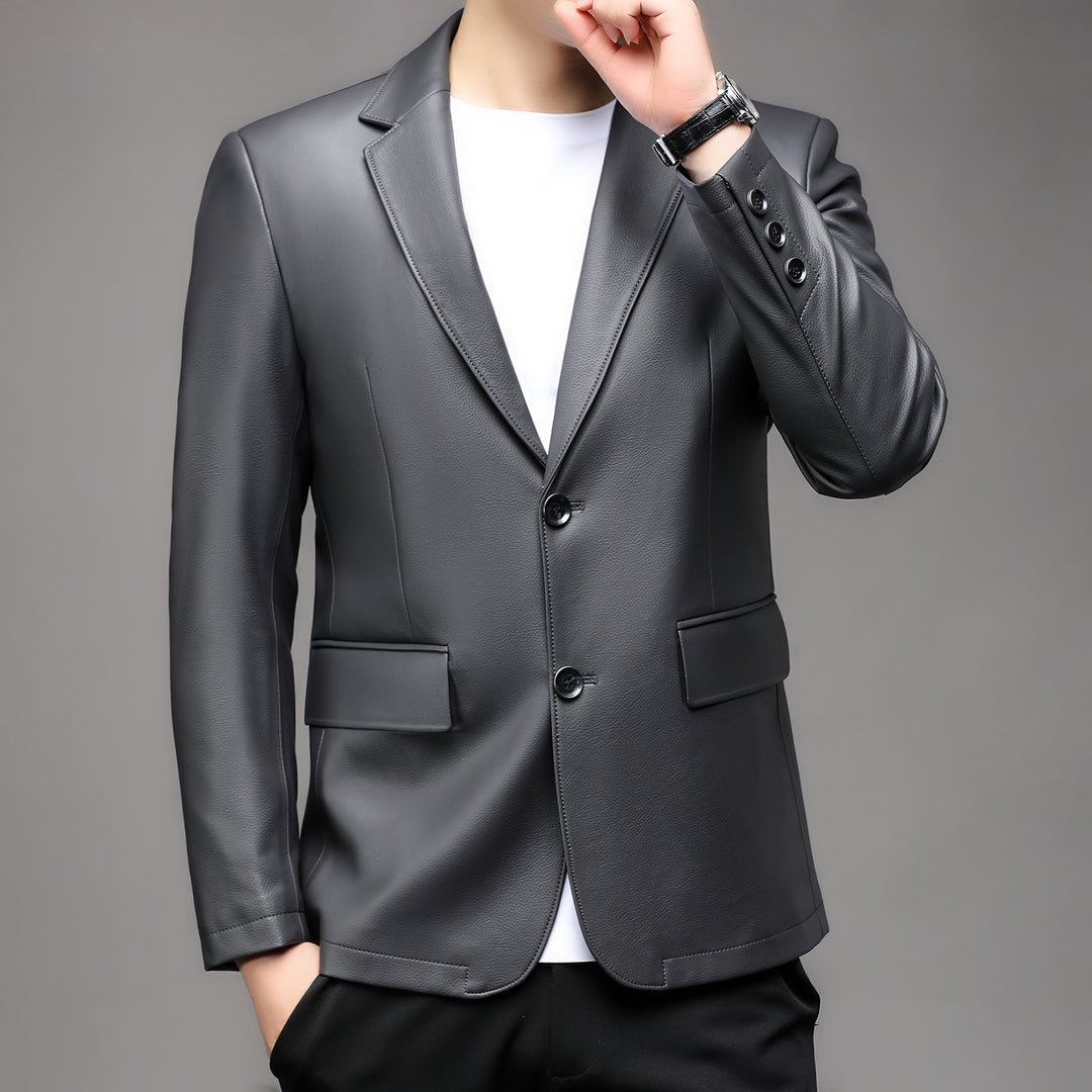 Herren eleganter Kunstleder-Blazer mit klassischem Schnitt Echoarchiv