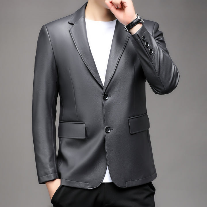Herren eleganter Kunstleder-Blazer mit klassischem Schnitt Echoarchiv