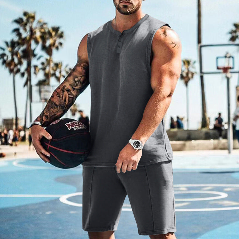 Herren Sportliches Tanktop und kurze Freizeitshorts Echoarchiv