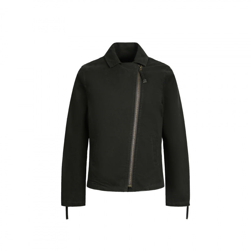 Herren Asymmetrische Bikerjacke mit diagonalem Metallreißverschluss Echo Archiv