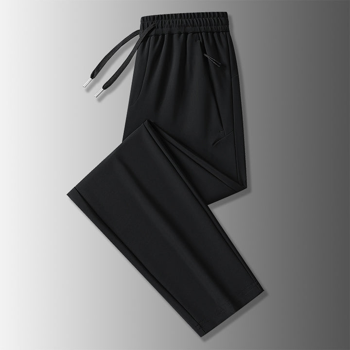 Herren-Jogginghosen mit elastischem Komfortbund, mit Reißverschluss versehenen Taschen und geradem Schnitt – Sorevano