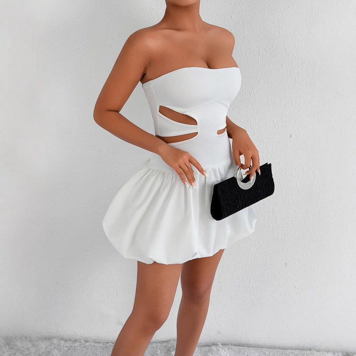 Damen Bandeau Mini Kleid mit Cut-Out-Details und voluminösem Rock Echo Archiv