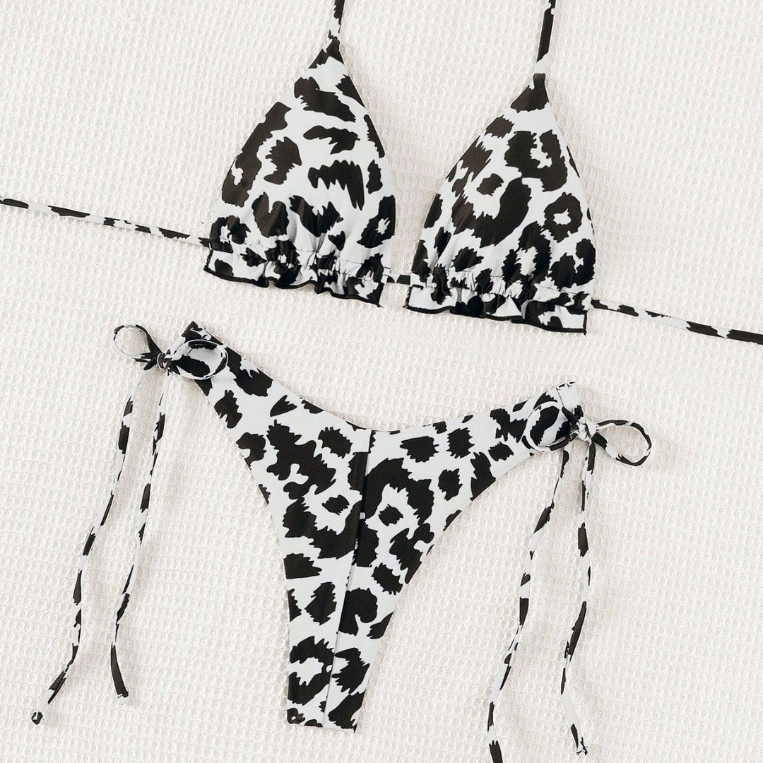 Damen Triangel-Bikini mit tiefem Ausschnitt und verstellbaren Bindebändern Echo Archiv