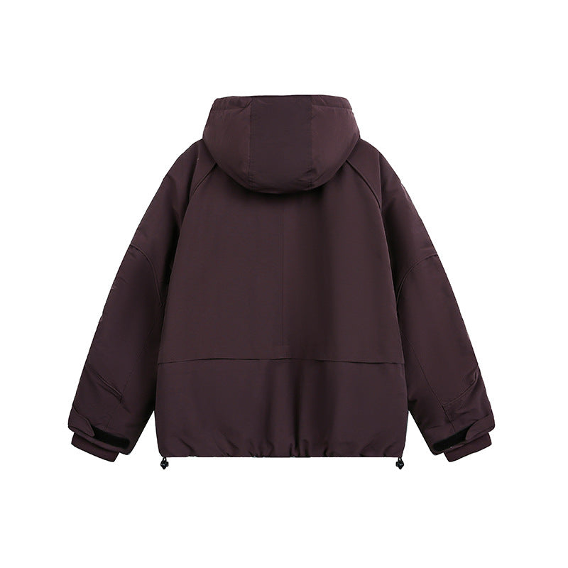 Damen Oversized wattierte Kapuzenjacke mit Raglanärmeln und Kordelzug Echoarchiv