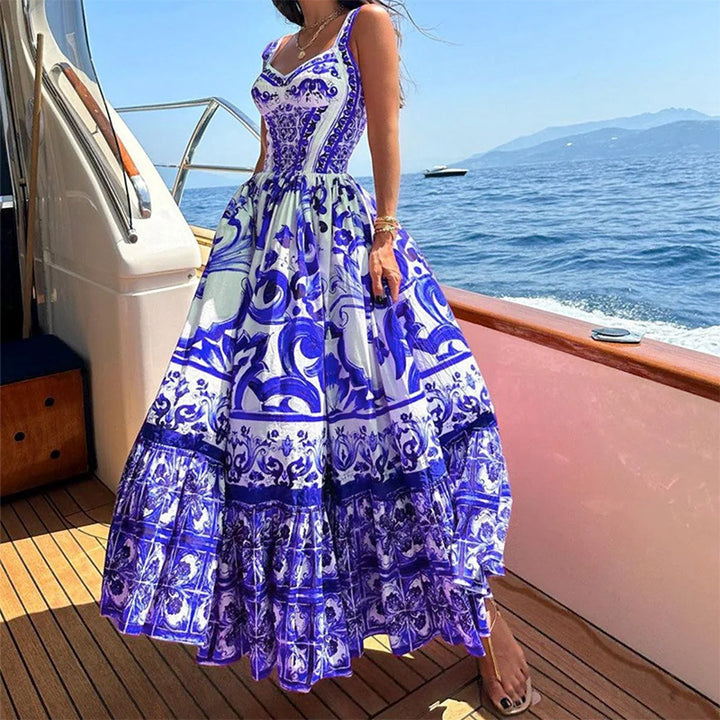 Damen Maxikleid mit elegantem A-Linien-Schnitt und floralen Musterdetails Echo Archiv