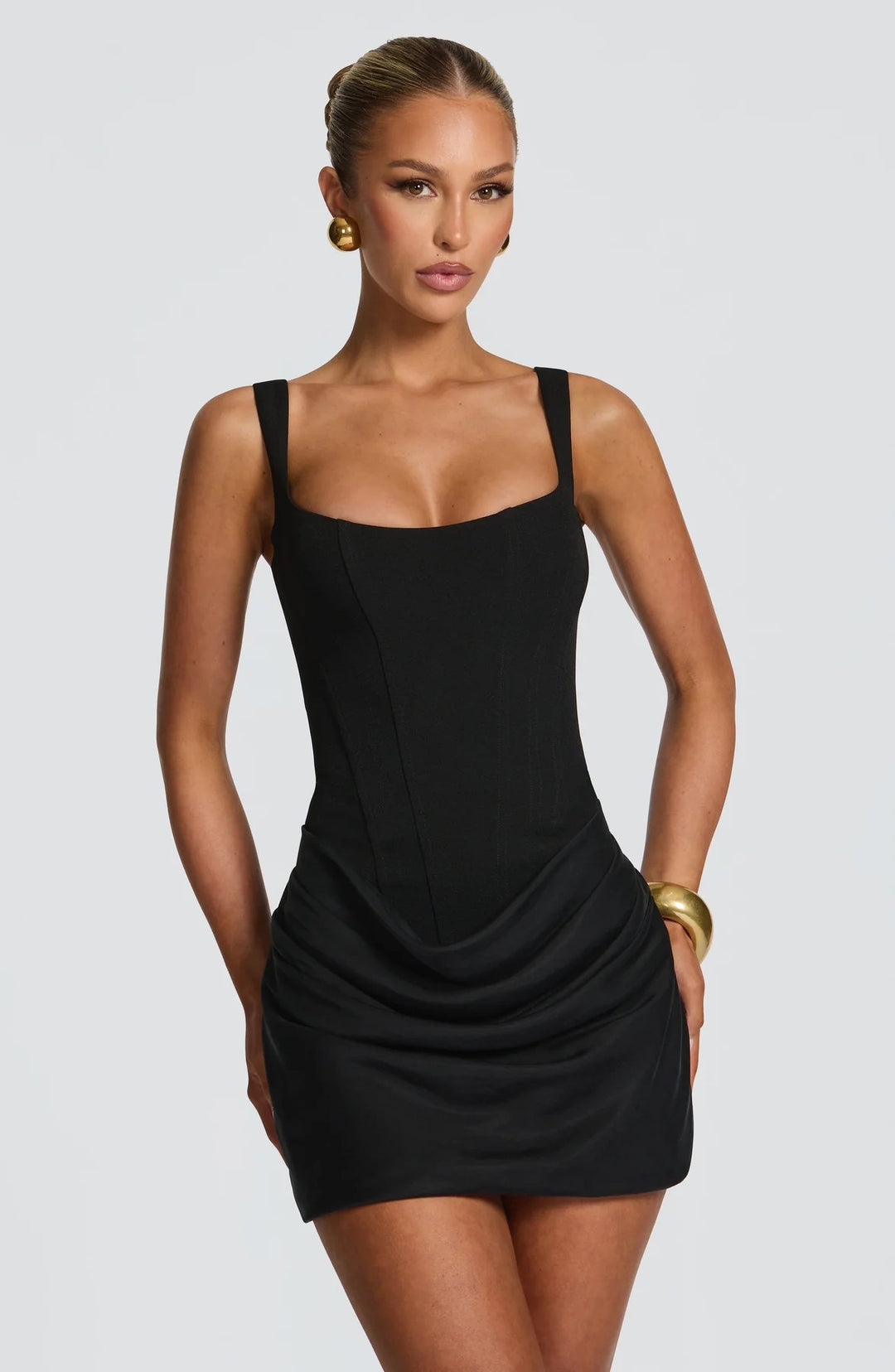 Damen Minikleid mit eleganter Drapierung und strukturierter Silhouette Echo Archiv