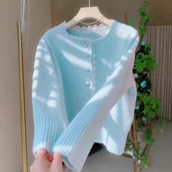 Damen Verspielte Strickjacke mit Spitzenelementen Echo Archiv
