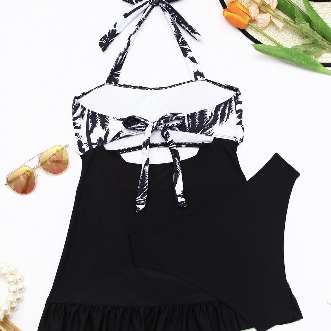 Damen Tankini-Set mit elegantem Wellenmuster und fröhlichem Rüschensaum Echo Archiv