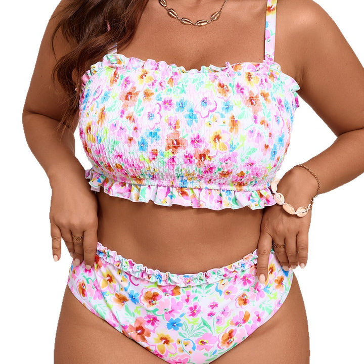 Damen Bikiniset mit verspieltem Rüschendesign und floralem Muster Echo Archiv