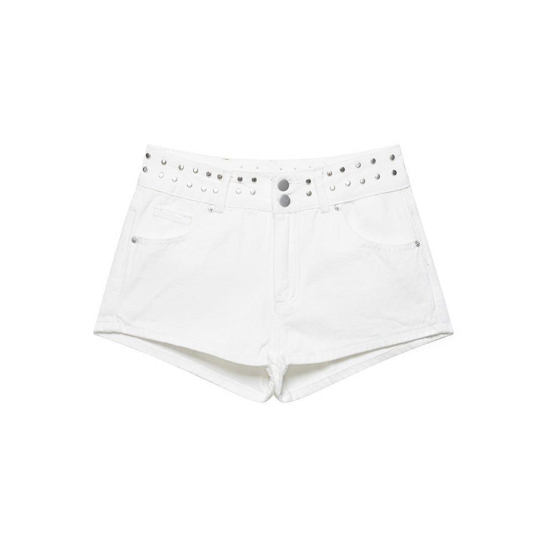 Damen modische Denim-Shorts mit dekorativem Nietenbund Echo Archiv
