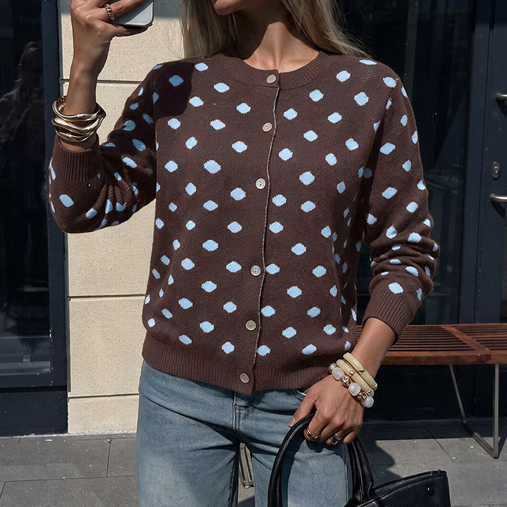 Damen Gemusterter Strickcardigan mit Knopfdetails Echo Archiv