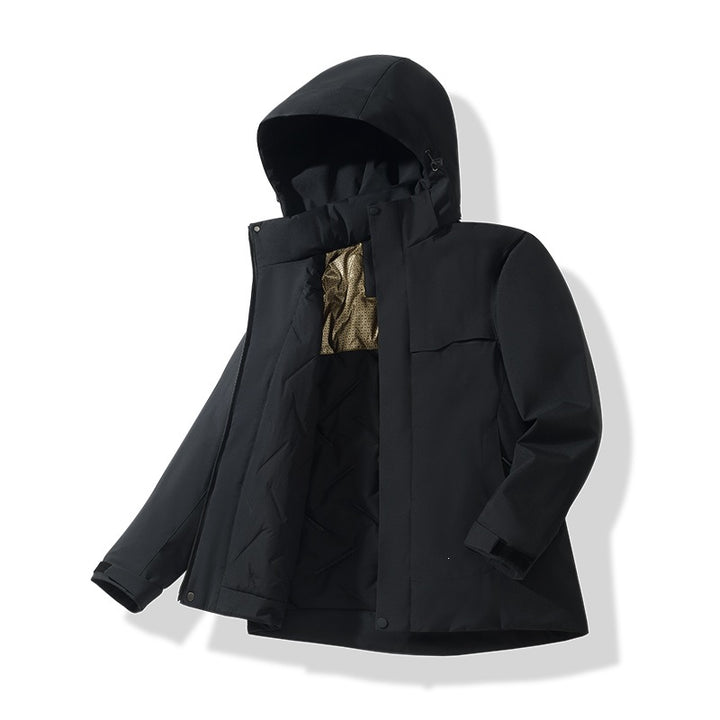 Herren Wasserabweisende Thermo-Parka mit Kapuze, gesteppter Innenseite & verdecktem Reißverschluss Echoarchiv