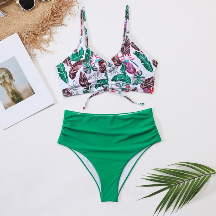 Damen Hochtailliertes Bikini-Set mit floralem Oberteil Echo Archiv