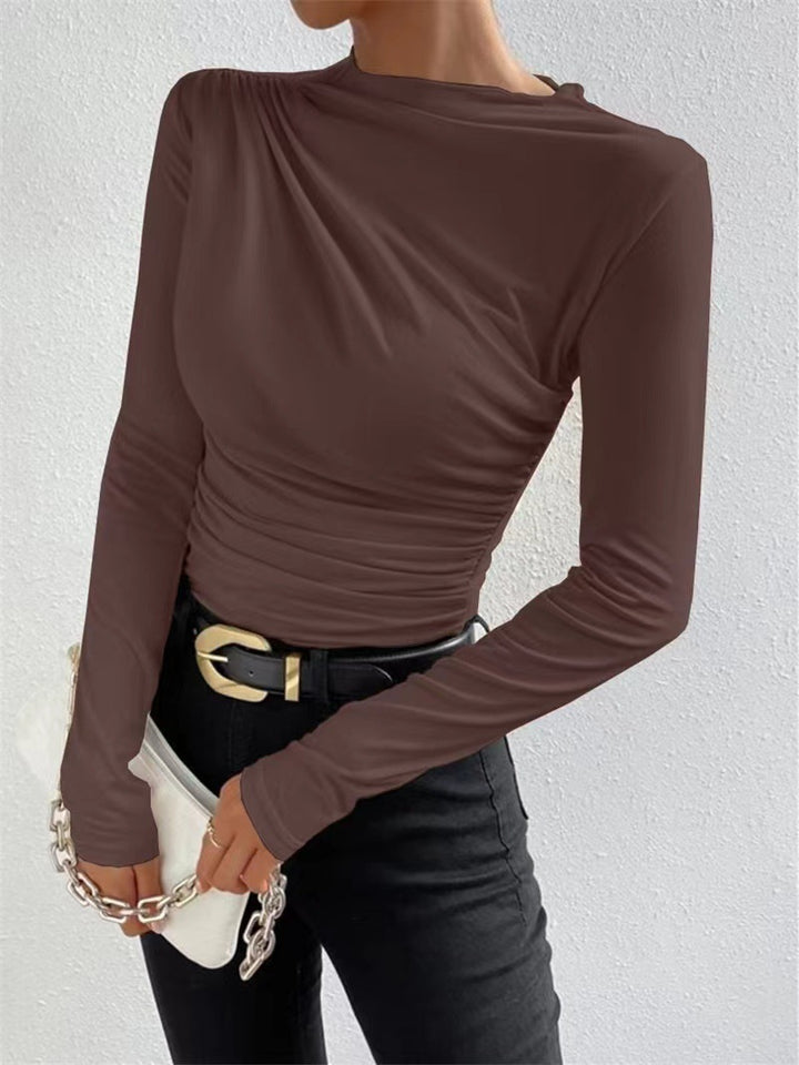 Damen nan gerafftes Langarmshirt mit asymmetrischem U-Boot-Ausschnitt und figurbetonter Silhouette Echo Archiv