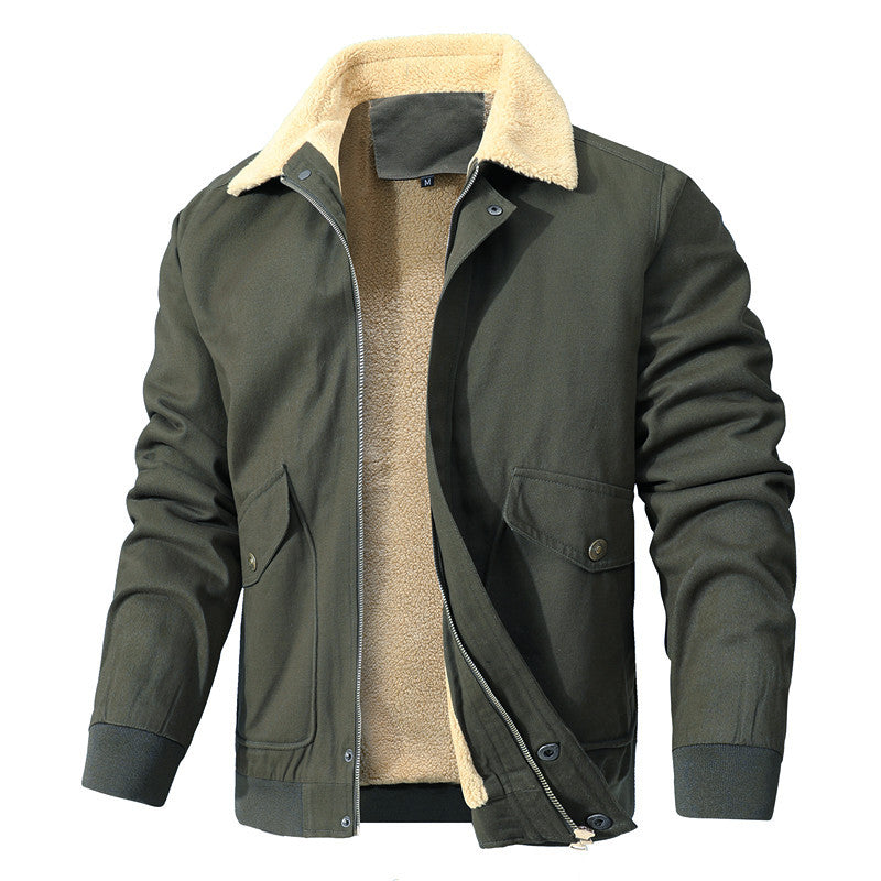 Herren Robuste Canvas-Fliegerjacke mit Teddyfutter und Reverskragen Echoarchiv