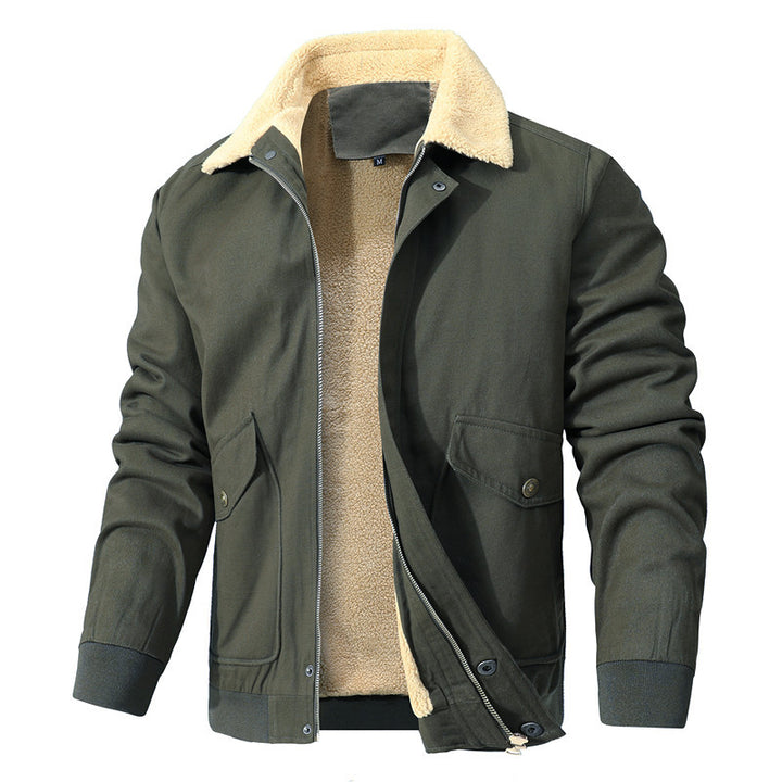 Herren Robuste Canvas-Fliegerjacke mit Teddyfutter und Reverskragen Echoarchiv