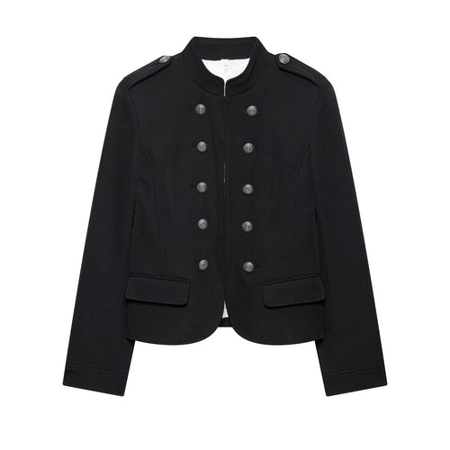 Damen Taillierte Military-Shortjacke mit Stehkragen und Doppelreihe Echo Archiv