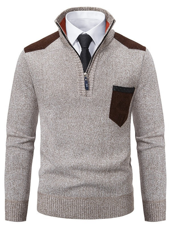 Herren modischer Pullover mit kurzem Reißverschluss und eleganten Details Echoarchiv