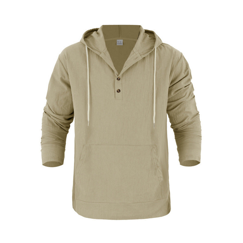 Herren lässiger Kapuzenpullover mit Knopfleiste und Kangaroo-Tasche Echoarchiv