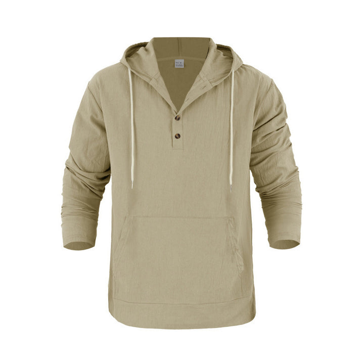 Herren lässiger Kapuzenpullover mit Knopfleiste und Kangaroo-Tasche Echoarchiv