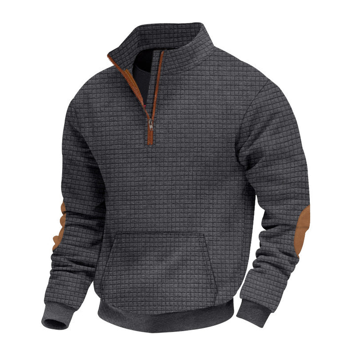 Herren strukturierter Fleece-Pullover mit modischem Stehkragen Echoarchiv