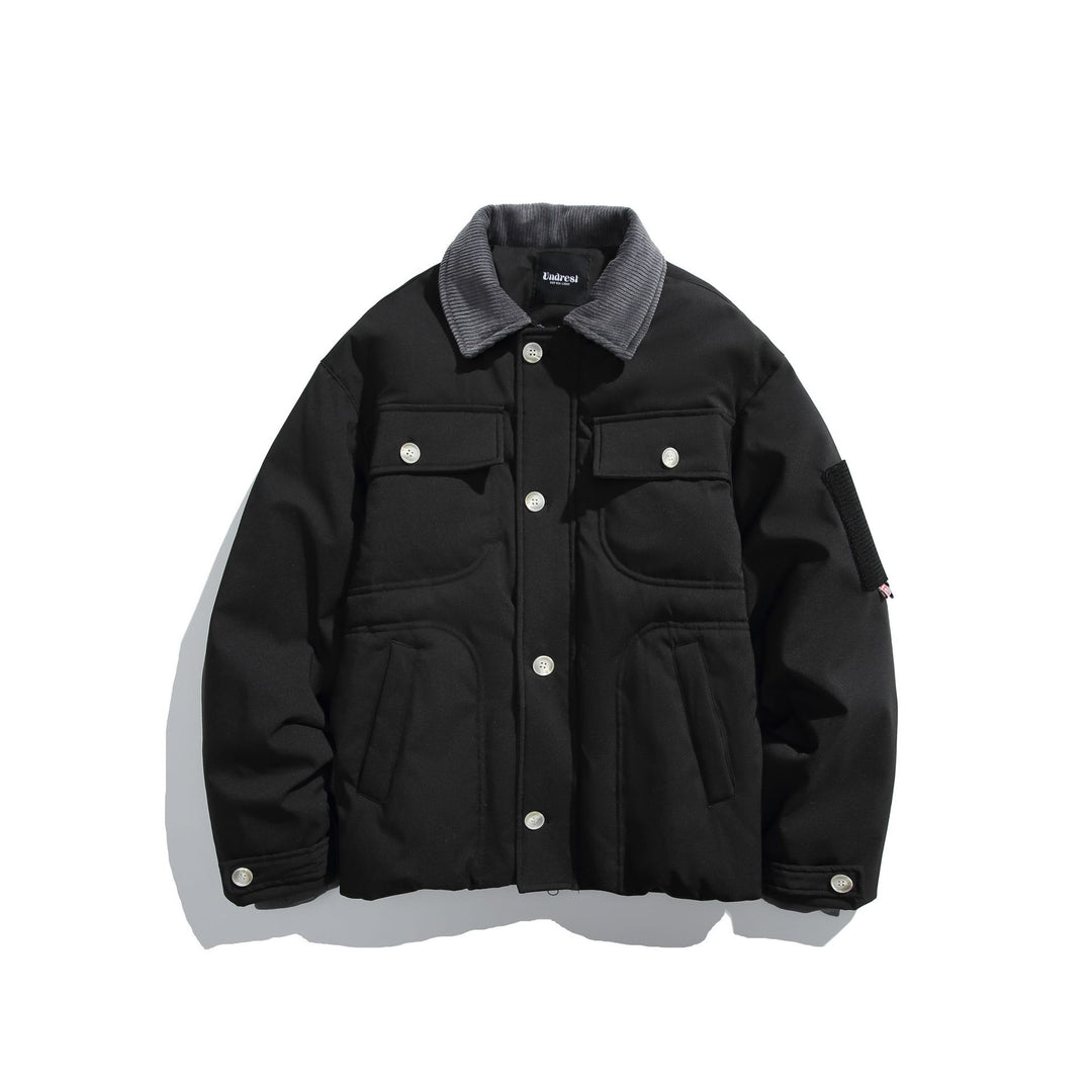 Herren Isolierte Fieldjacke im Workwear-Stil mit Cordkragen, Ellenbogen-Patches und aufgesetzten Taschen Echoarchiv