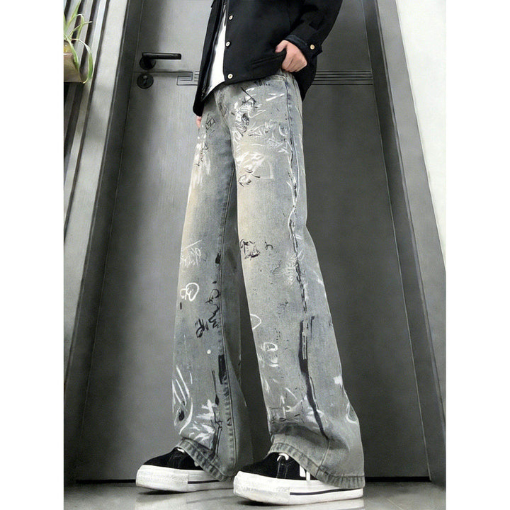 Herren Modische Weitgeschnittene Jeans mit kreativem Design Echoarchiv