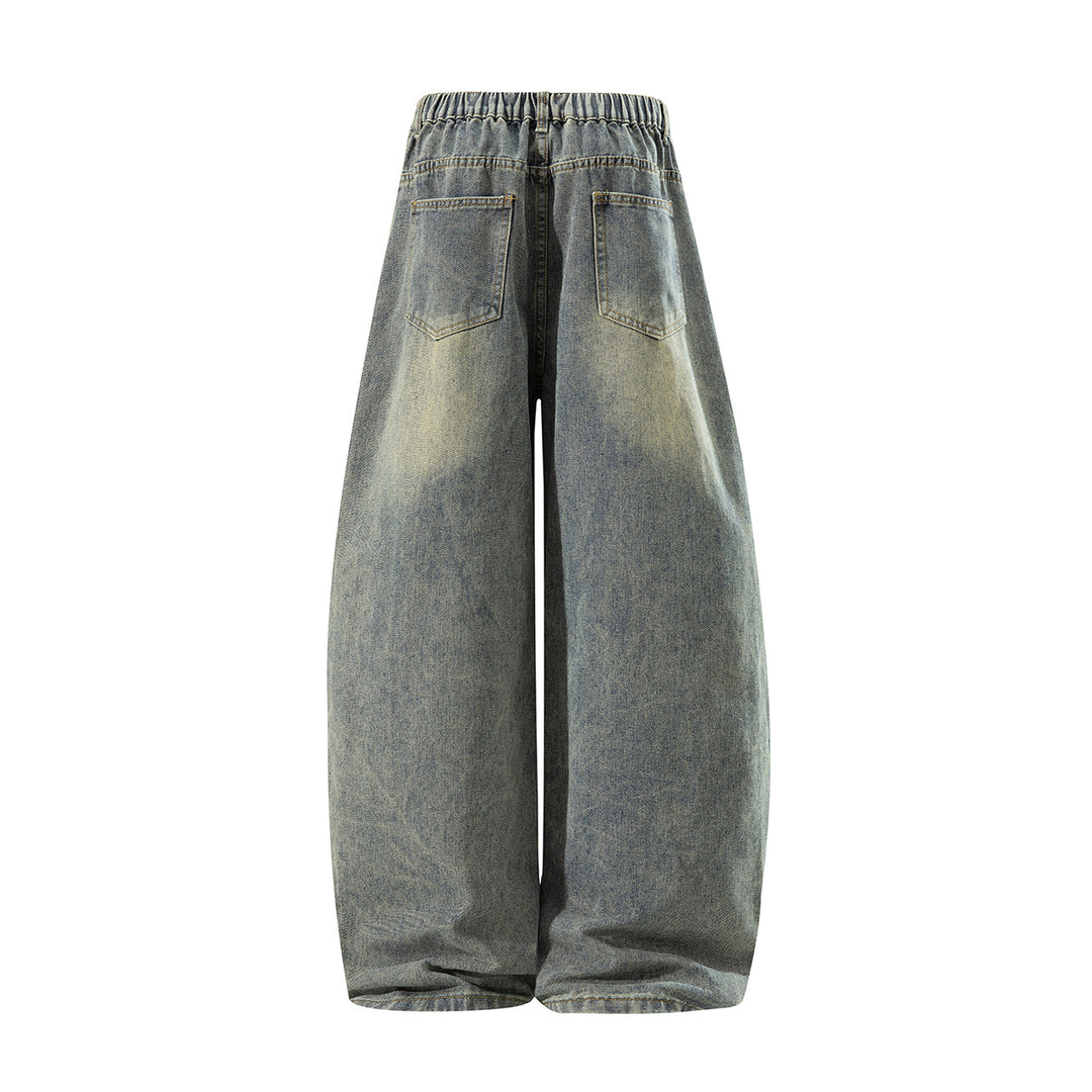 Damen Weite High‑Waist Baggy‑Jeans mit Ballon‑Silhouette und Used‑Waschung Echoarchiv