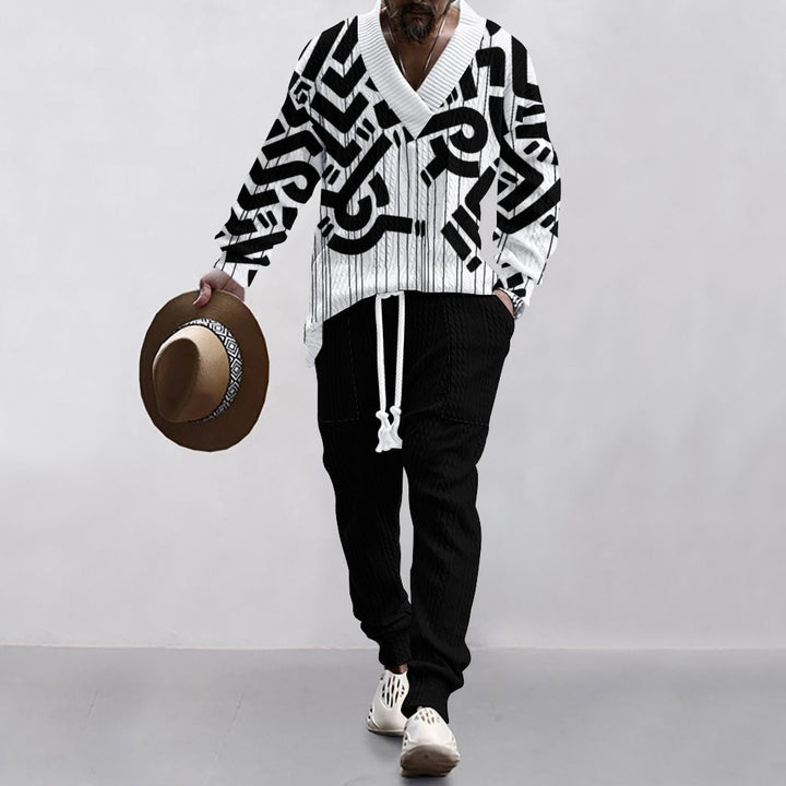 Herren maritimer Strickpullover mit einzigartigen Anker-Motiv und komfortabler Hose Echoarchiv