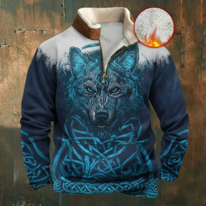 Herren Urbaner Fleece Pullover mit Baum-Motiv Echoarchiv