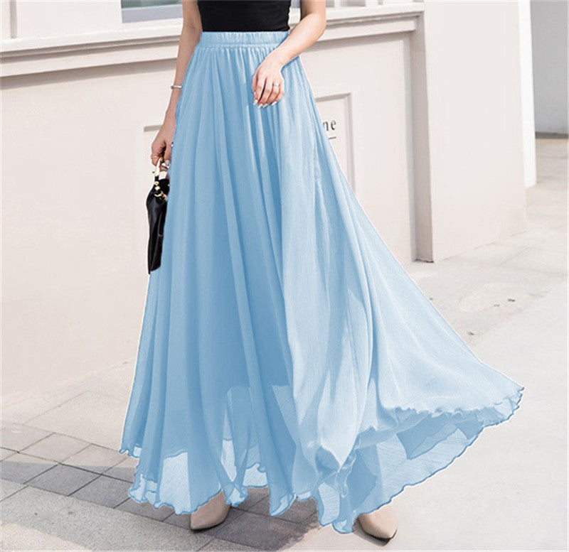 Damen nan Maxi-Chiffonrock mit elastischem Bund und fließender A-Linie Echo Archiv
