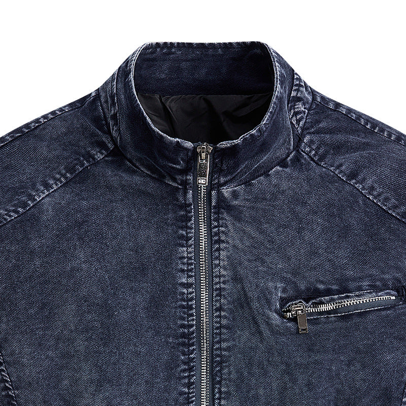Herren Modische Jeansjacke mit praktischen Reißverschlusstaschen Echoarchiv