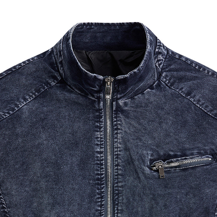 Herren Modische Jeansjacke mit praktischen Reißverschlusstaschen Echoarchiv